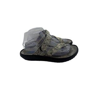 Wolky Sandals 8 US 39 EU Bali Gray Marble Print Leather Slip On Thong Flip Flop